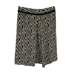 Ann Taylor Tan & Black Tribal Print Silk A-Line Knee-Length Skirt Sz 4